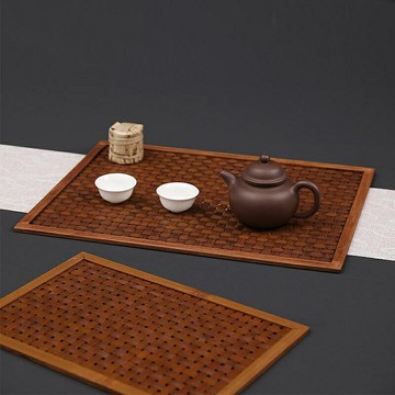 竹編茶墊手工西餐墊大漆長方形茶道配件隔熱日式干泡榻榻米茶席