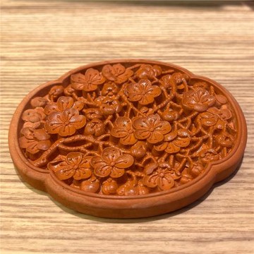 泉州廈門閩南非遺紅磚杯墊傳統國風花紋梅茶墊茶盤文玩茶寵紀念品