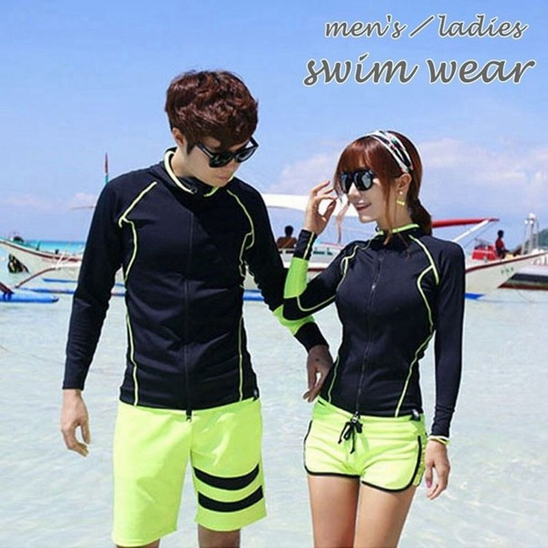 水着 ラッシュガード 上下セット スイムウェア 男女 メンズ レディース ペア おそろい ビキニ セパレート 長袖 ラウンドネック 丸首 ショートパン 通販 Lineポイント最大0 5 Get Lineショッピング