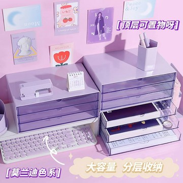 臺灣/✨置物架 收納架 文件收納 ins莫蘭迪A4文件櫃學生宿舍3層小物件抽屜彩妝首飾口紅桌面收納盒