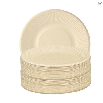 8英寸圓碟  本色可降解碗碟盤一次性餐具50個裝
