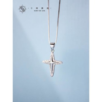 十尚美地星空 925銀十字架女項鏈閃亮星星鎖骨鏈學生頸鏈生日禮物
