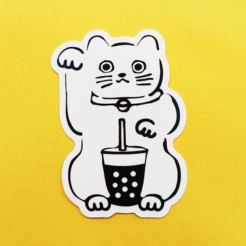 招財貓  防水貼紙    貼紙 防水  切膜貼紙 行李箱 安全帽 平板