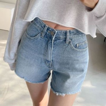 正韓短褲 貓鬚牛仔短褲DOB5000-創翊韓都