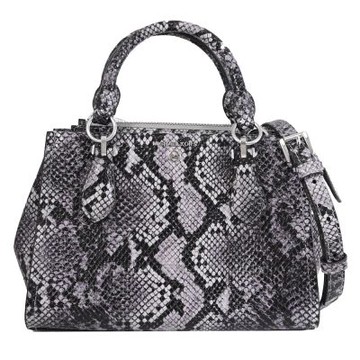 MICHAEL KORS MARILYN 金屬LOGO蛇紋手提斜背兩用包(深灰 小款)