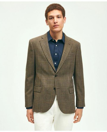 Brooks Brothers Men's Slim Fit Wool Hopsack Plaid Sport Coat | Brown | Size 38 Regular