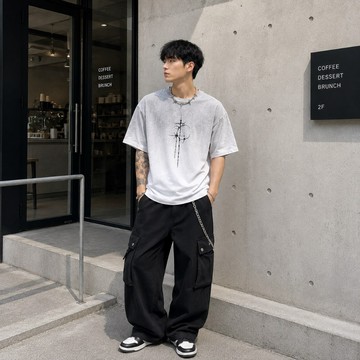 [HORMES](DCM205-1)DISCERNMENT DCM 月牙 BOXY 短寬 做舊 髒髒 水洗 短袖