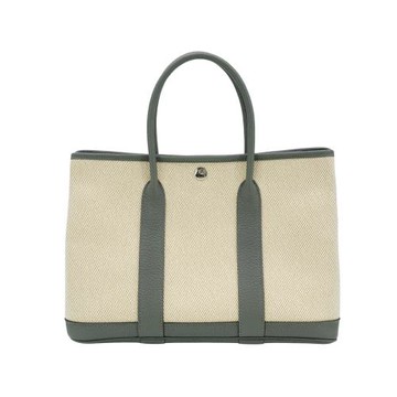 Hermes Garden Party 30 帆布手提花園包(8F錫器灰/米白)
