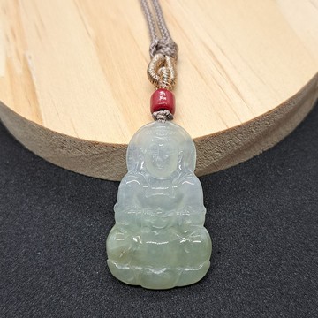 冰種飄綠翡翠觀音菩薩項鍊 | 天然緬甸玉翡翠A貨 | 送禮