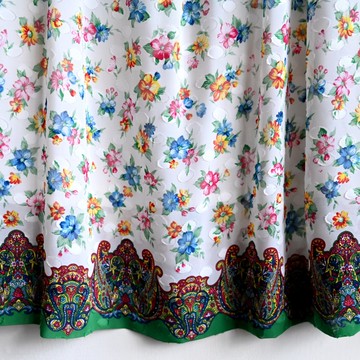 【蛋植物古著】河原花景印花百褶古著長裙