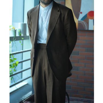 Plan B 意式軟休閑西裝vintage復古半里亞麻西服男