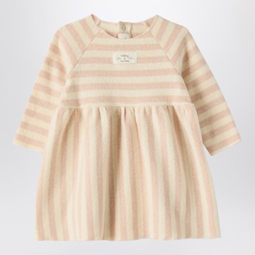 Pink striped cotton-blend dress