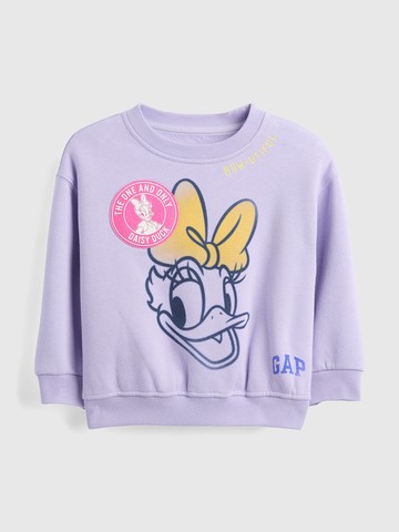 女幼童裝 Gap x Disney迪士尼聯名 Logo刺繡印花圓領大學T-淡紫色
