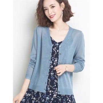 冰絲針織開衫外套女夏季2025新款薄款外搭上衣短款配裙子披肩春秋