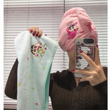 【台灣現貨|呆の嚴選】蠟筆小新乾髮帽 乾髮巾 吸水 快乾 浴巾 頭巾 毛巾 可愛 周邊 送禮