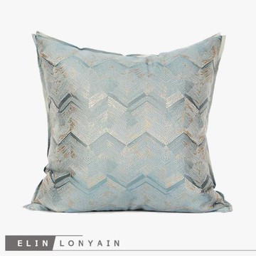 ELIN 2018法式淺藍綠色漸變金絲波浪紋靠墊抱枕樣板房床品