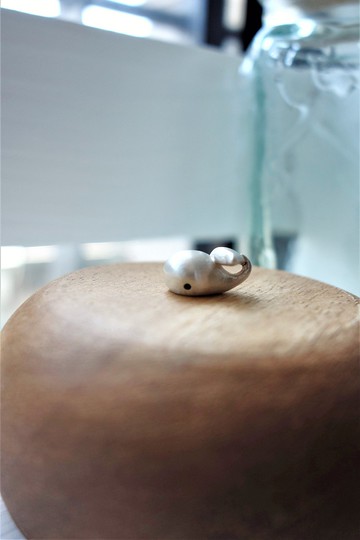 純銀**立體系列=小小鯨魚茄子 /16~18吋純銀鍊** 純手作