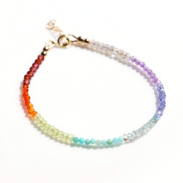 彩虹手鍊 14KGF 天然寶石