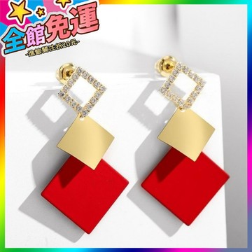 🌸台灣出貨🌸 小衆設計春季紅色氣質耳環女2021年新款潮網紅韓國高級感大氣耳飾 🥇滿額免運🥇X370-11-A