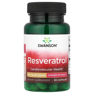 Swanson Vitamins, 白藜蘆醇，優效，250 毫克，30 粒膠囊