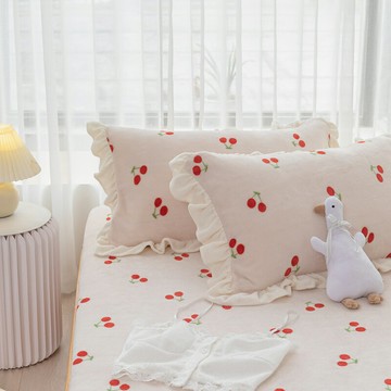 珊瑚絨枕套一對裝枕頭套皮48cmx74cm枕芯內膽套法蘭牛奶絨面整頭2