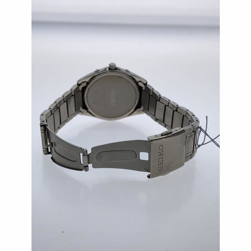 SEIKO◇ソーラー腕時計/アナログ/ステンレス/BLK/SLV/V192-0AF0