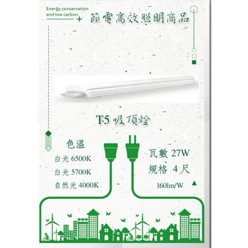 LED T5吸頂吊燈節能高光效 4尺附吸頂配件及吊掛配件