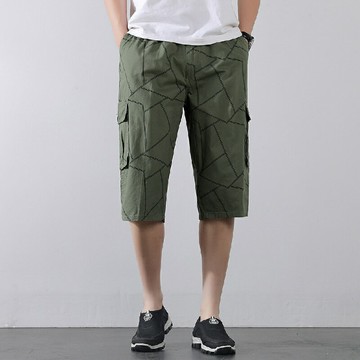 現貨+預購 工裝褲休閒長褲-純棉印花直筒七分褲男褲子3色74kw52【獨家進口】【米蘭精品】