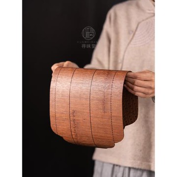 竹制中式禪意茶席｜竹編竹絲茶墊防水大漆隔熱墊桌旗干泡茶具配件