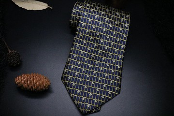 藍色金線提花真絲領帶/商務正裝標準necktie