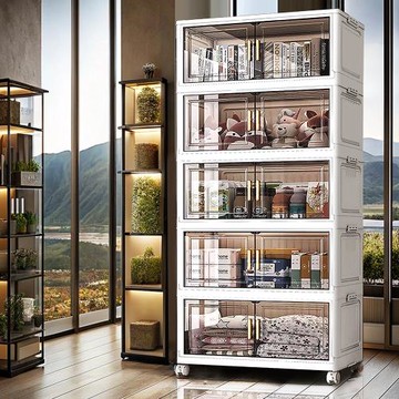 Mr.box 70面寬摺疊雙開門五層收納櫃-附滑輪 兩色可選