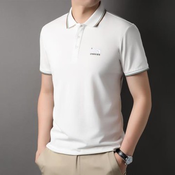 夏季休閑絲光棉男翻領短袖t恤中青年寬松polo衫男裝薄款半袖體恤