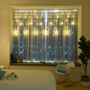 布紗一體公主風遮光臥室網紅抖音鏤空窗簾成品簡約現代ins風飄窗