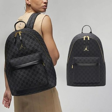 Nike 後背包 Jordan Monogram 黑 金 滿版印花 可調背帶 雙肩包 背包 包包 JD2313001GS-002
