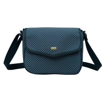 斜背包 掀蓋 / 防潑水 平織緹花 小編織黑灰 典雅經緯交織