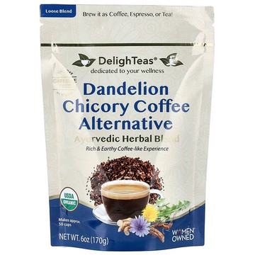 DelighTeas, 阿育吠陀草本混合物，蒲公英菊苣咖啡替代品，無咖啡萃取，6 盎司（170 克）