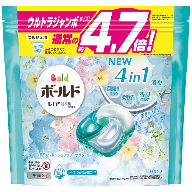 BOLD日本四合一洗衣膠囊56顆袋裝清淨花香