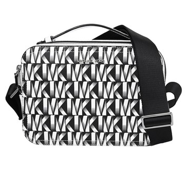 MICHAEL KORS COOPER MK塗鴉LOGO拉鍊兩用斜背包(白)