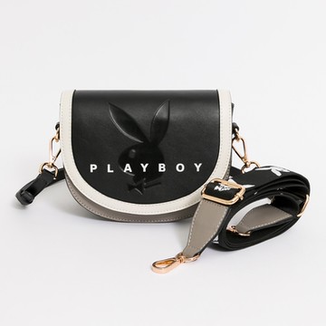 PLAYBOY - 翻蓋斜背包 Retro sweetheart系列 - 黑色