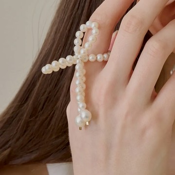 LESIS｜Bow Pearl Ring 流線蝴蝶結珍珠戒指 - US#6