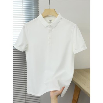 短袖T恤男2025夏季新款純色合身商務翻領時尚潮流百搭青年POLO衫