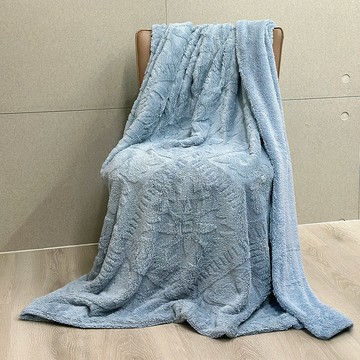 C.L. Carolan四葉草 塔芙絨x羊羔絨雙層毯(藍)