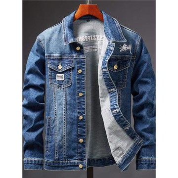 男士刺繡牛仔外套韓版潮流修身帥氣上衣2023春秋新款休閑寬松夾克