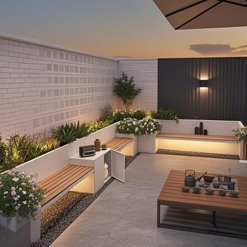 戶外鐵藝不銹鋼坐凳花箱 組閤創意可定製商業休閒等候椅市政路花槽