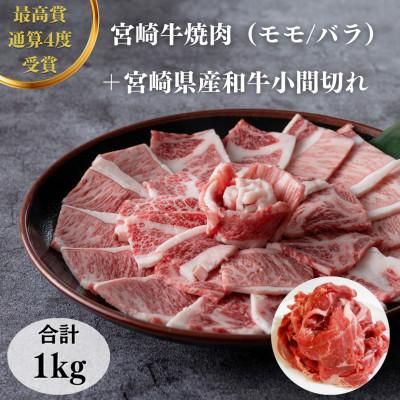 ふるさと納税 門川町 宮崎牛焼肉セット(合計:1kg)モモ焼肉・バラ焼肉・宮崎県産和牛小間切れ(門川町)