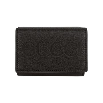 GUCCI Logo 壓印內拼色迷你三折短夾(黑色/黃色)