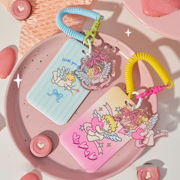 溫馨小天使插畫卡套 小天使掛件 工牌套