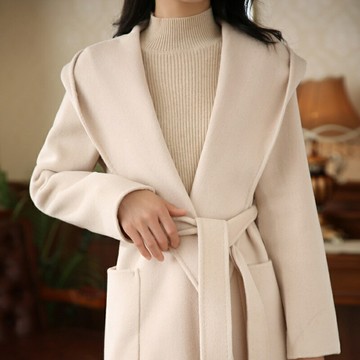 【巴黎精品】現貨+預購 羊毛大衣毛呢外套-保暖造型寬肩連帽女外套4色a1il77