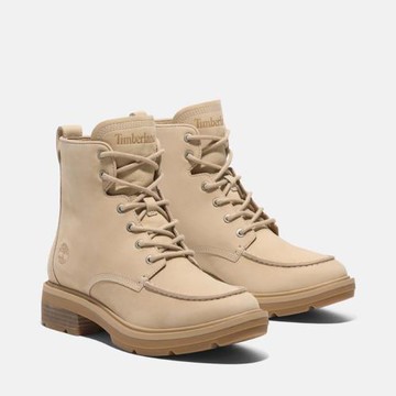 【任選2件38折】Timberland 女款淺米色 Brimfield 綁帶六吋靴│A2AJBEN7