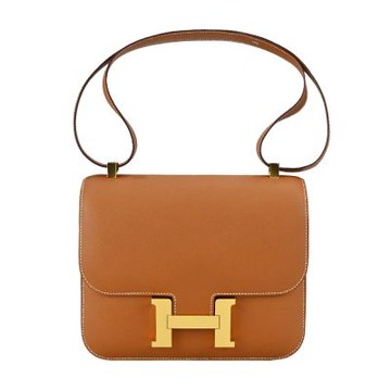 Hermes 愛馬仕 Constance 24CM 37 Epsom Z刻 斜背包(金棕/金釦)